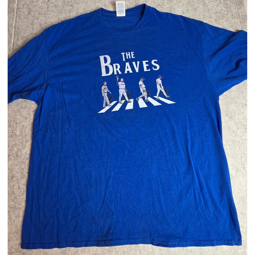 Delta Pro Weight Atlanta Braves Abbey Road Parody T-Shirt Blue 2XL Mens